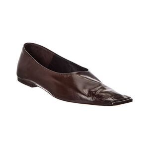Khaite Marlene Leather Ballerina Flat, Brown